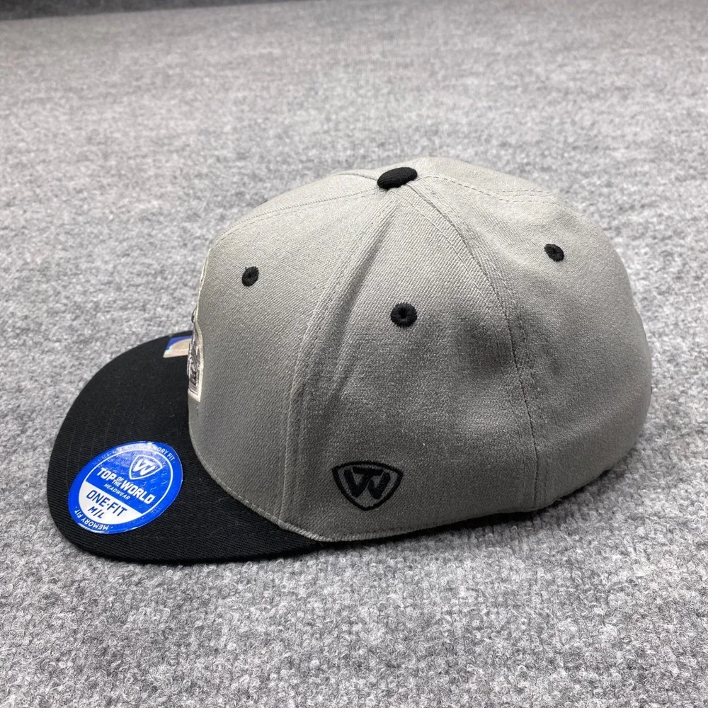 Purdue Hat Mens Large Grey Black Boilermakers Memory Fit Top of the World Cap